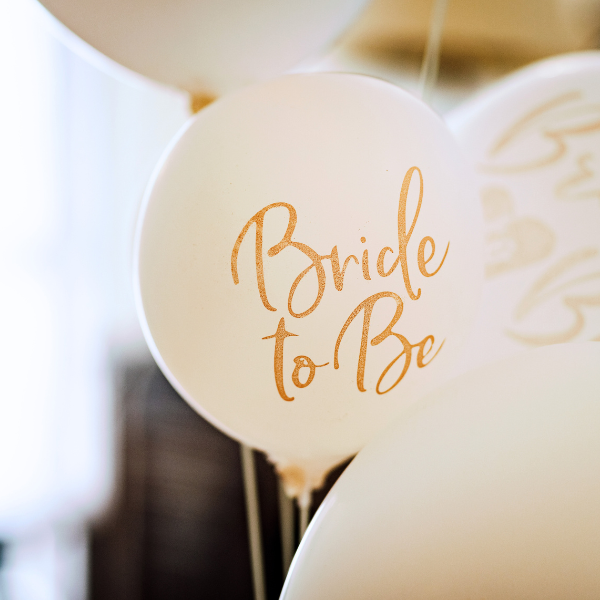 white bride to be balloon